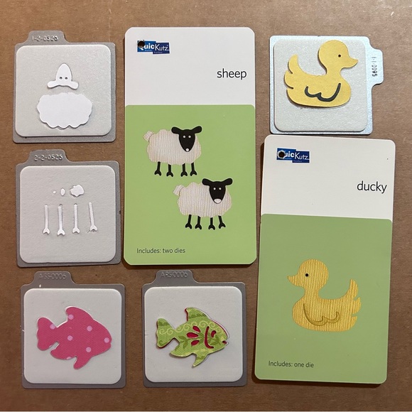 Quickutz FISHES, SHEEP & DUCKY 2” x 2” dies - Picture 1 of 4